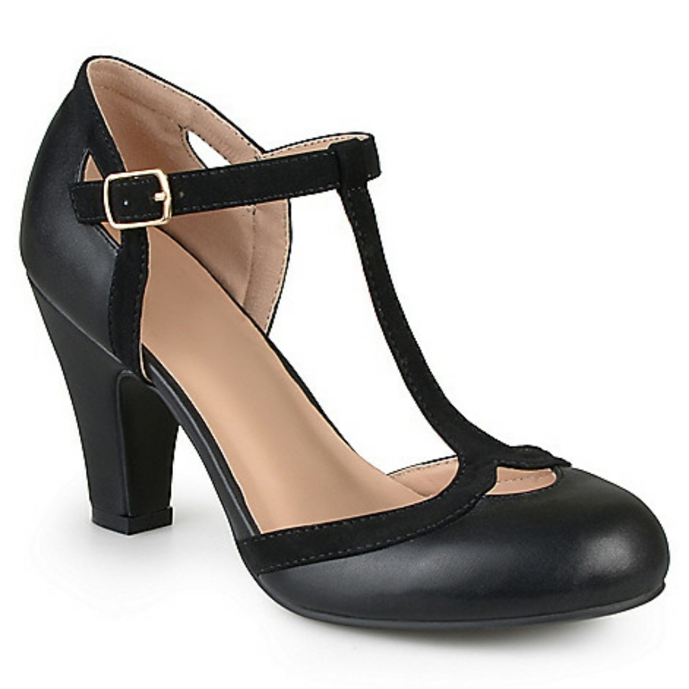 T-strap Mary Jane Black 6.5 Wide
